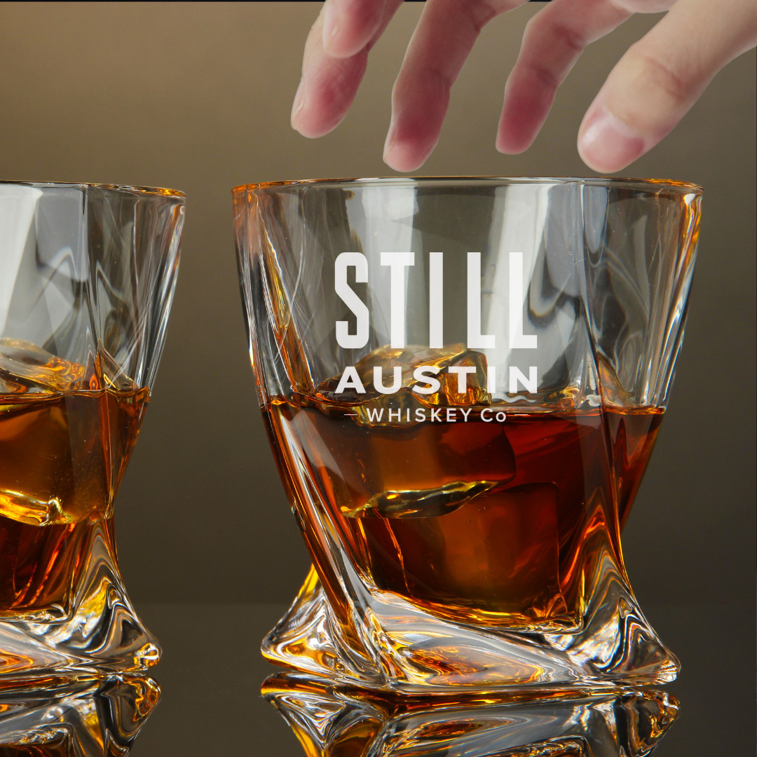 Custom Engraved Still Austin Whiskey Glass – 10 oz Twisted Rocks Glass