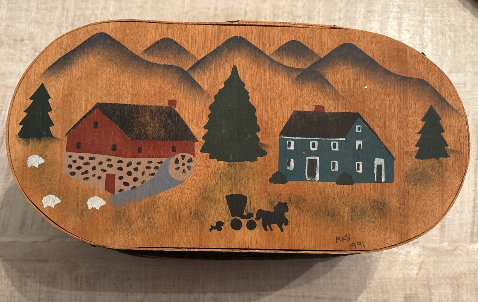 Exquisitely Crafted Folk Art Handmade Covered Basket