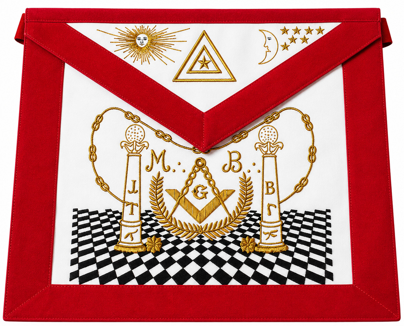 Antorcha Du Grand Orient Master Mason Apron Red Velvet Masonic Freemason Regalia