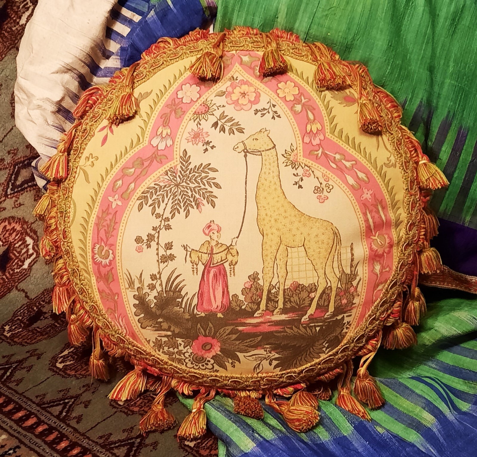 ZARAFA THE GIRAFFE antique french egyptian victorian chair bed vtg throw pillow