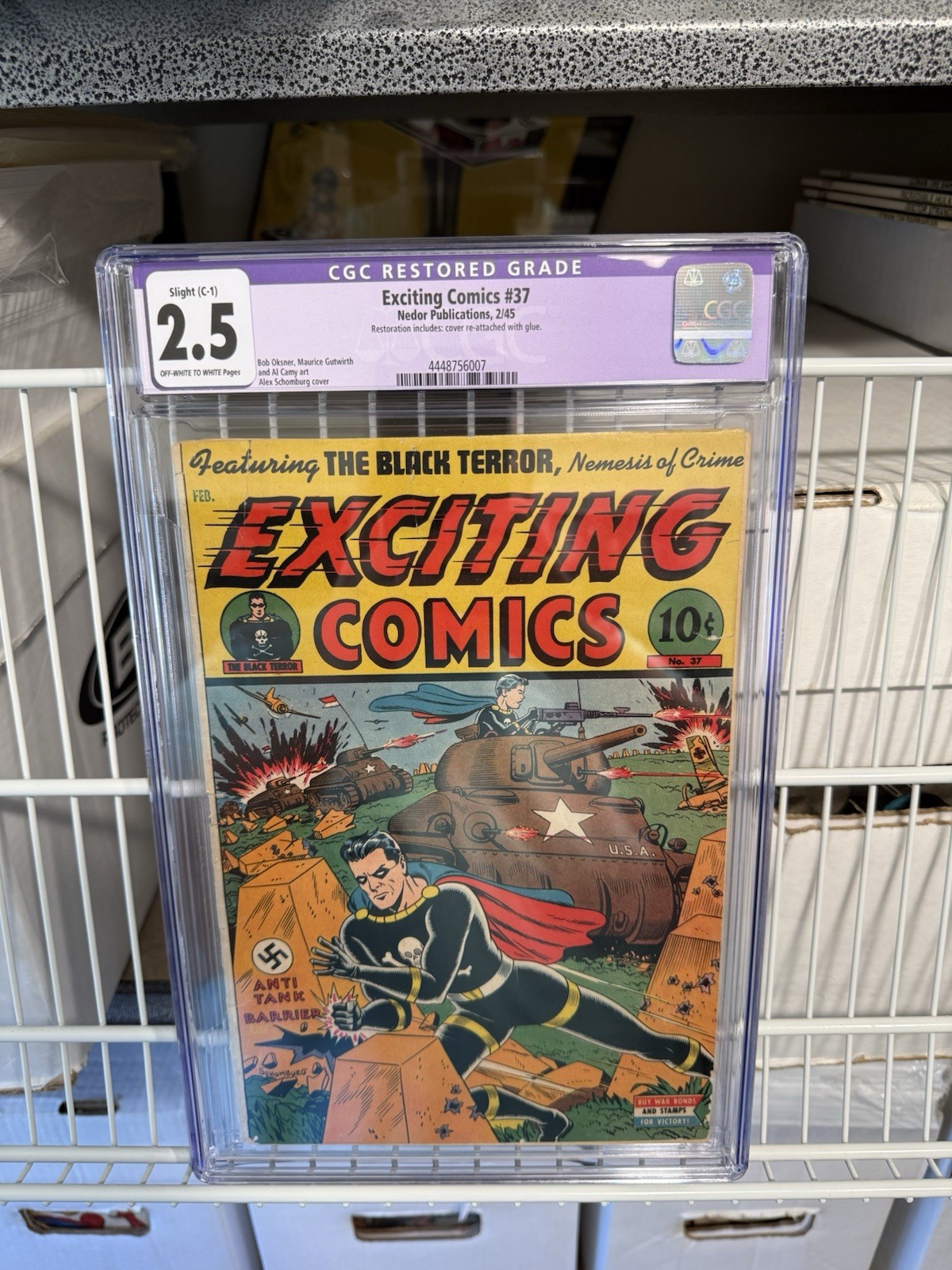 Exciting Comics #37 CGC 2.5 1945 Alex Schomburg Cover Nedor Pub. Golden Age Nazi