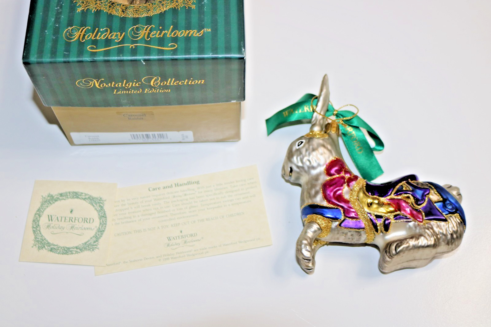 Waterford Carousel RABBIT Blown Glass Christmas Ornament  Limited Edition