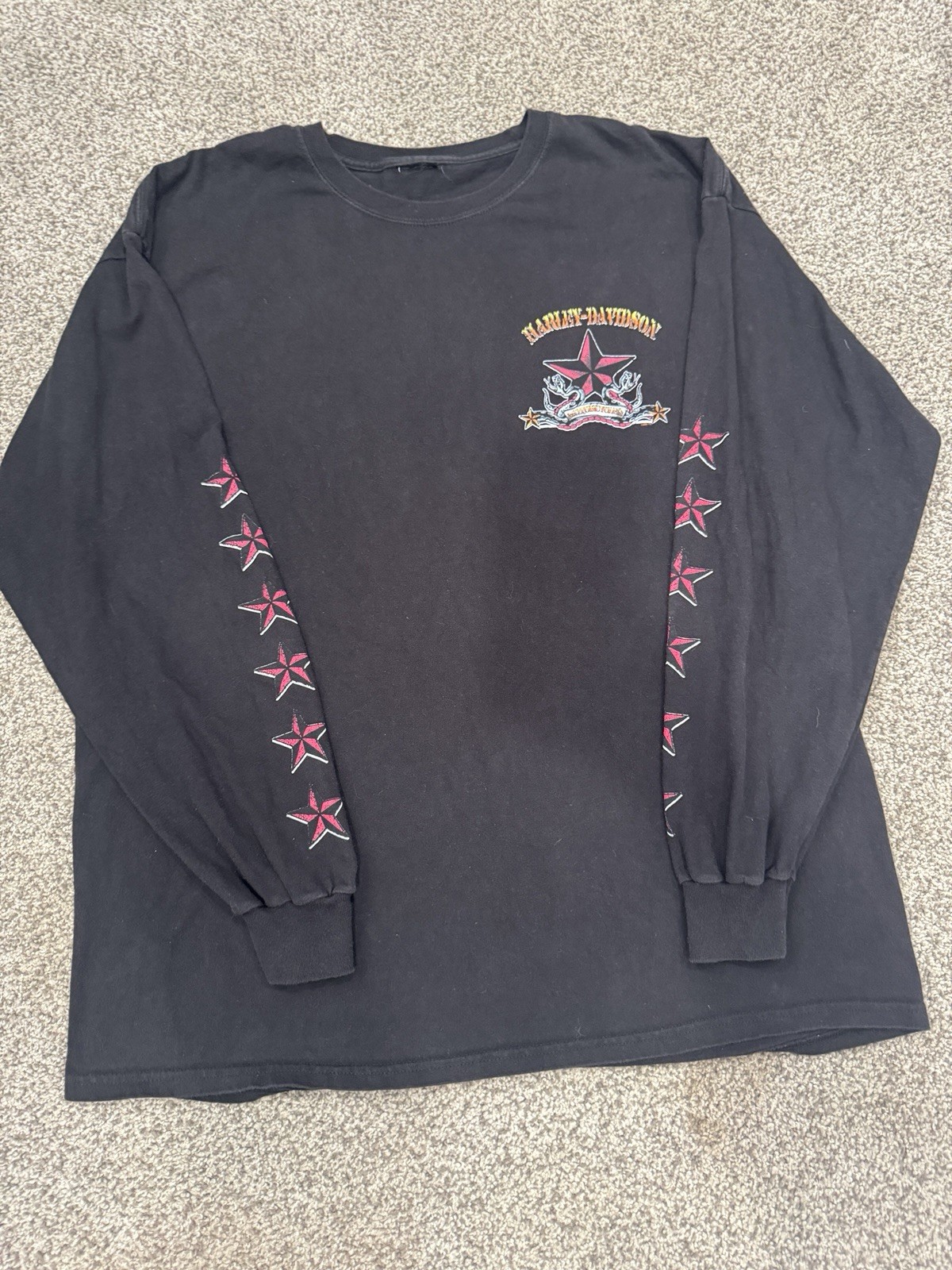 Vintage 2004 Harley Davidson Albuquerque NM Long Sleeve Shirt Black Y2K