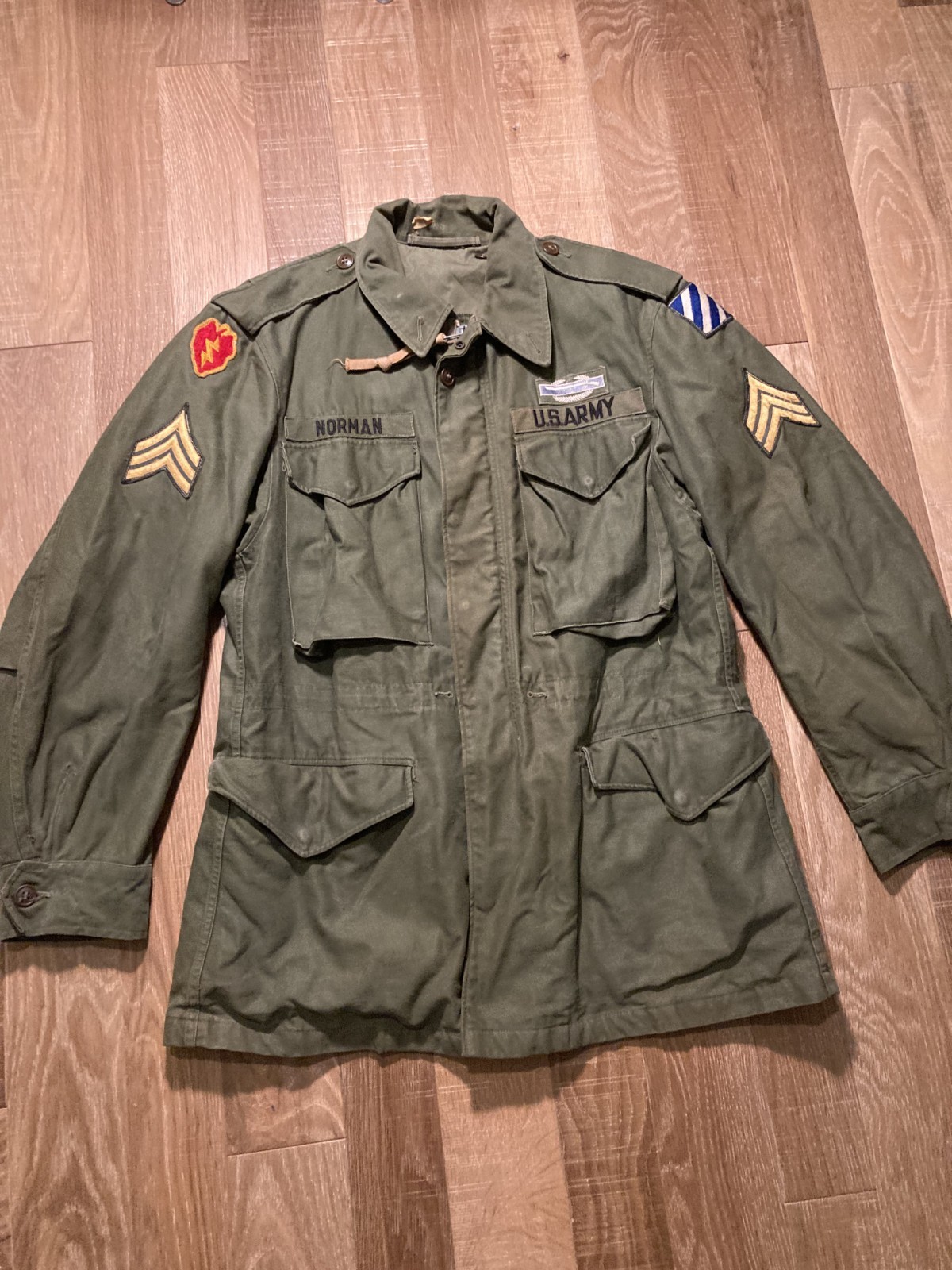 Korean War M-1951 M51 Field Jacket US Army Patched 25th 3rd Infantry CIB Korean War M-1951 M51 Field Jacket US Army Patched 25th 3rd Infantry CIB