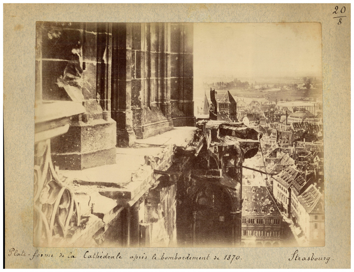 France, Strasbourg, Cathedral apris la bombardmente su 1870 Vintage print, print