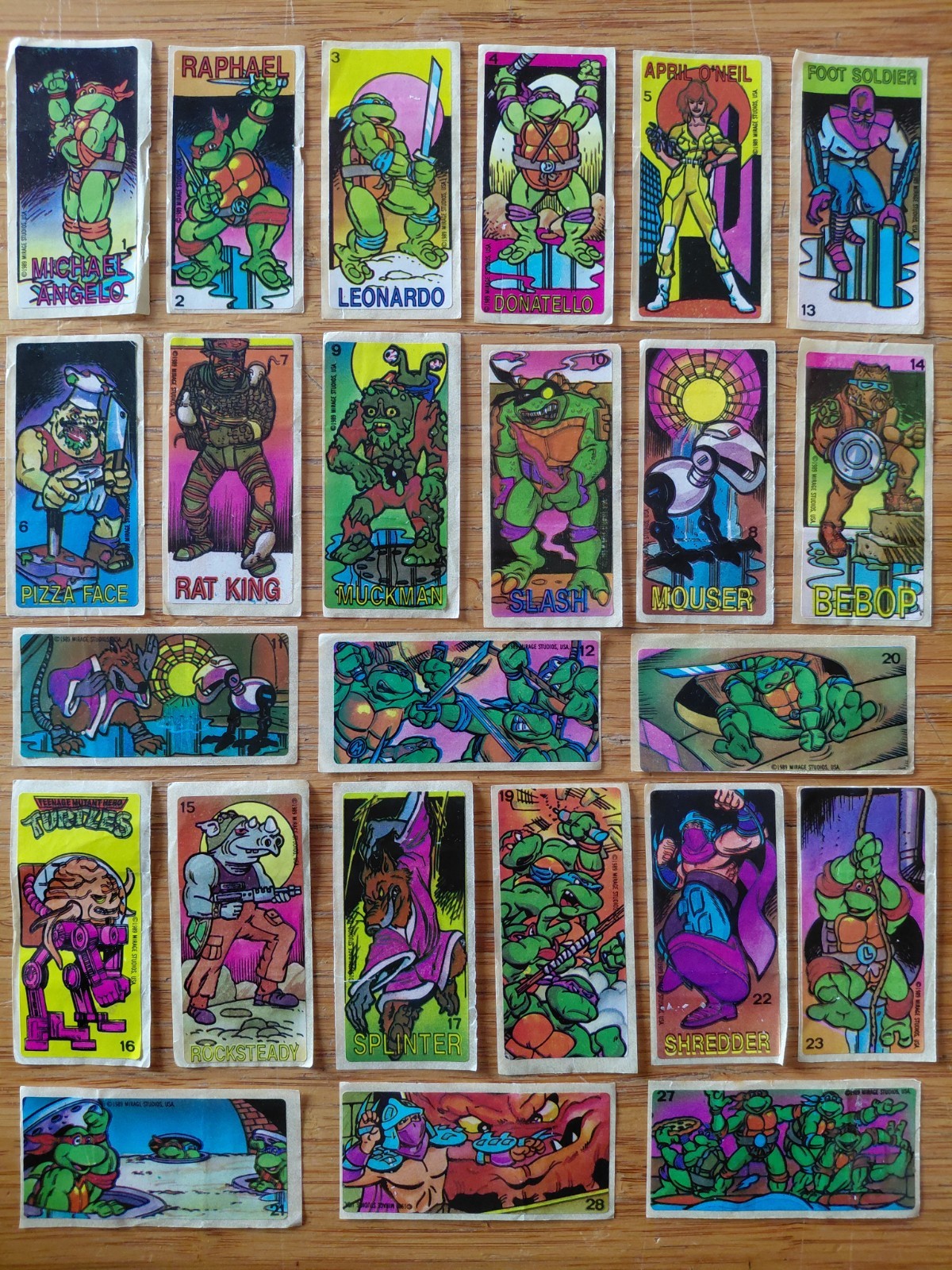 TMNT Ninja Turtles 1-50 Dunkin Bubble Gum Stickers 48 piece