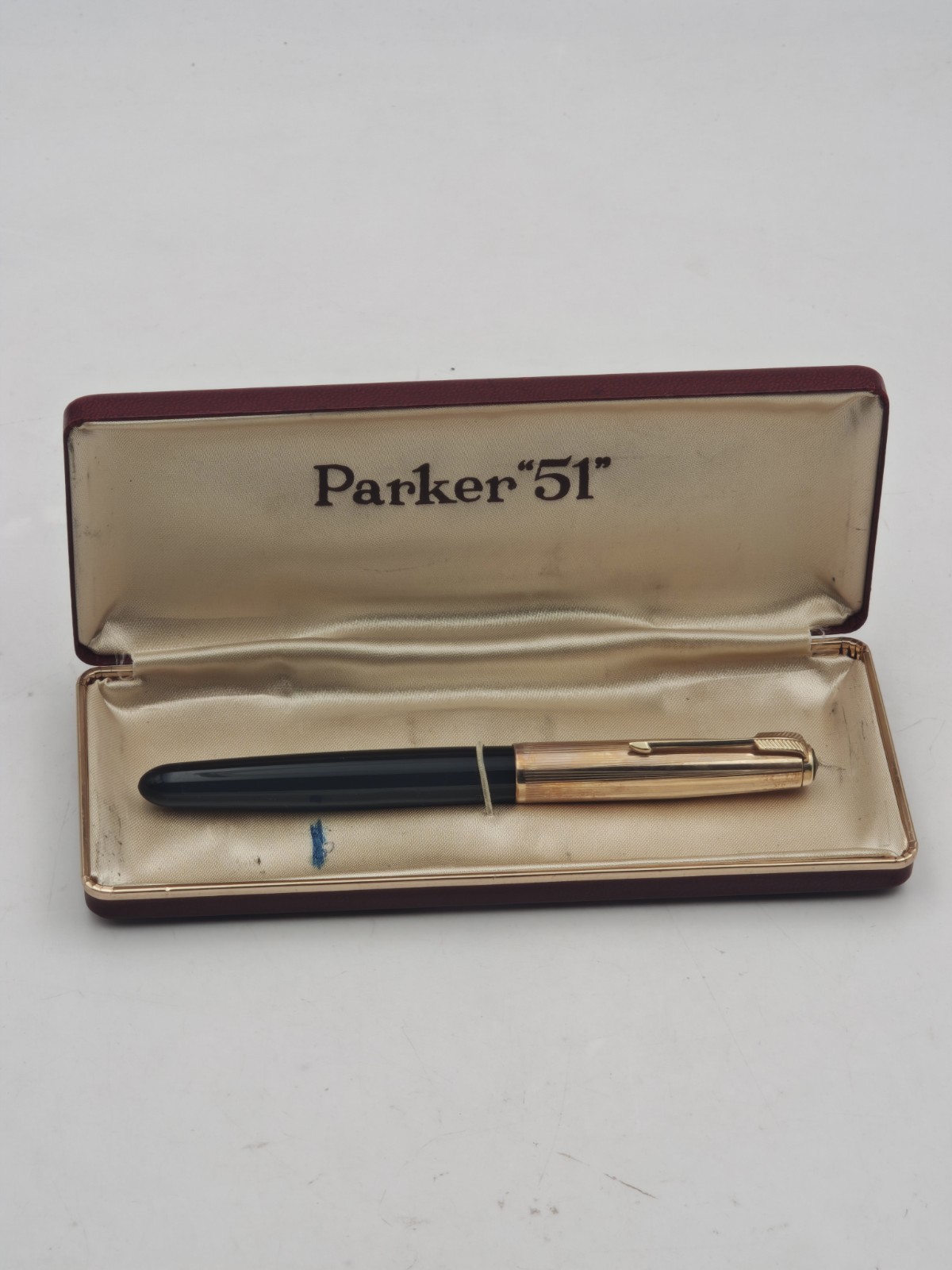 Parker 51 Custom 12ct Gold Laminated Hood 14ct Nib With Original Box