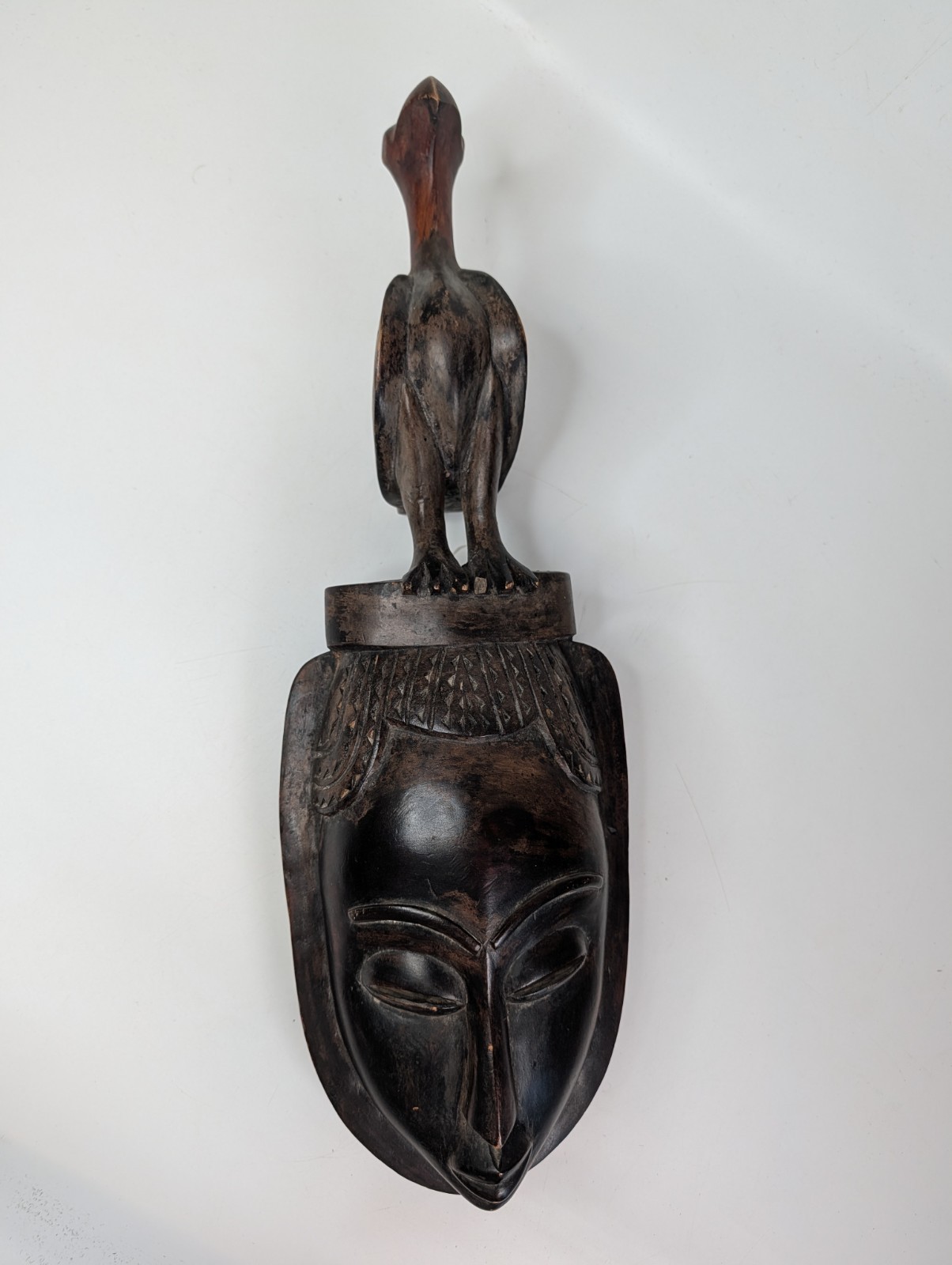Vintage Baule Guro Portrait Mask Carved Wood Hornbill Bird African Tribal Art Vintage Baule Guro Portrait Mask Carved Wood Hornbill Bird African Tribal Art