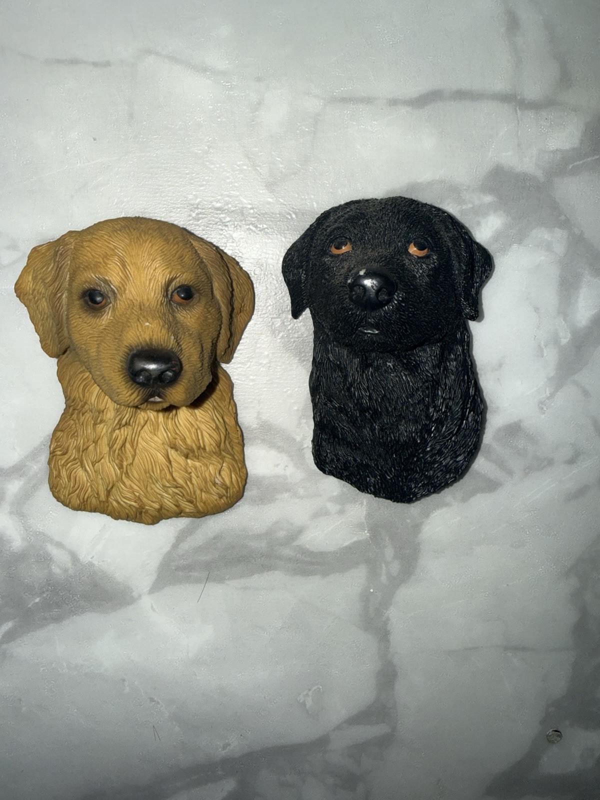 Vintage 3D Fridge Magnets Dogs Lot of 2 Black Lab and Golden Retriever 
