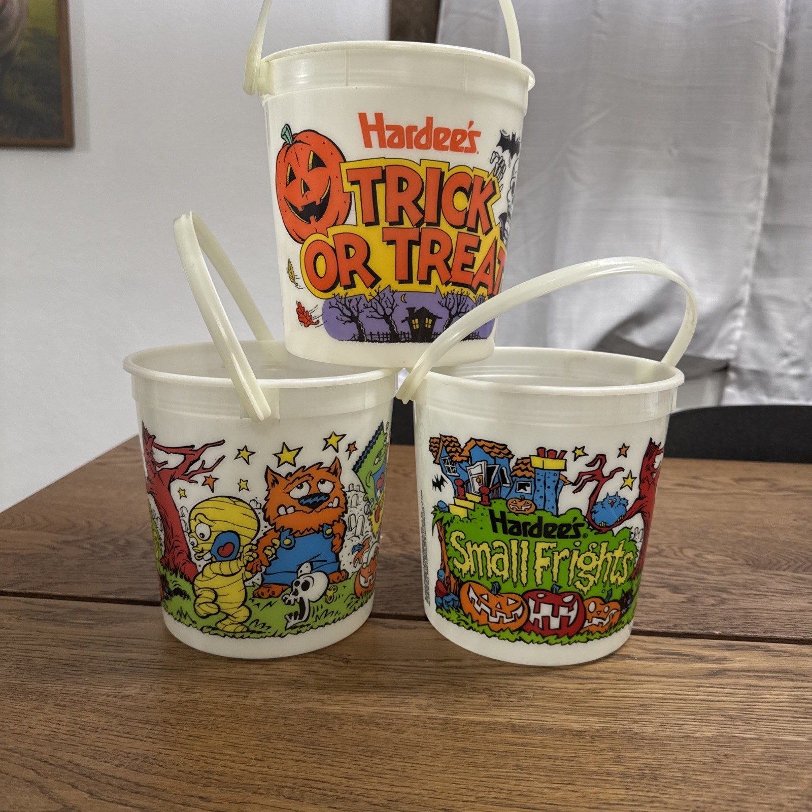 Vintage 1995 Hardee\'s Halloween Bucket/ Pail 3 Buckets Vintage 1995 Hardee\'s Halloween Bucket/ Pail 3 Buckets