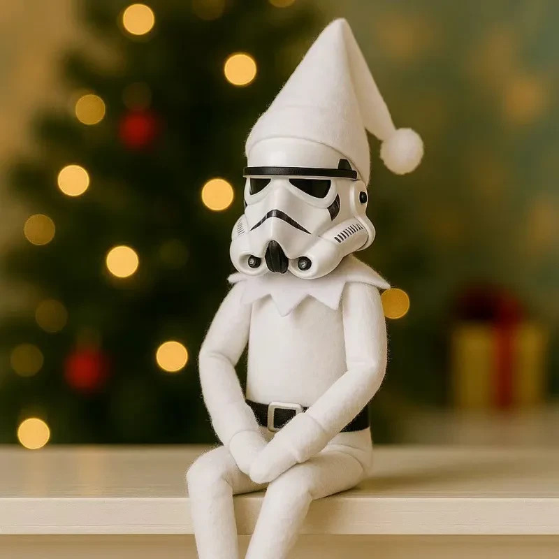 Christmas Stormtrooper Style Elf Doll Holiday Shelf Sitter Plush Decoration