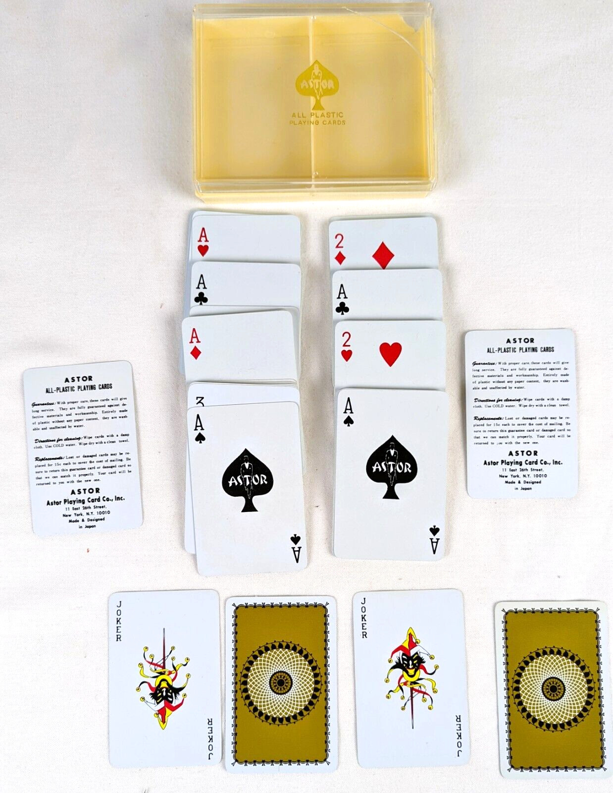 Vintage Astor Plastic Playing Poker Cards Double Deck With Case