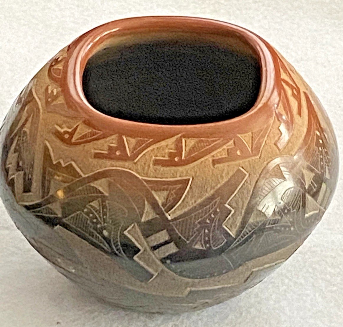 Sammy Naranjo Santa Clara Pueblo Pottery Bowl Blackware Sgraffito Avanyu 5