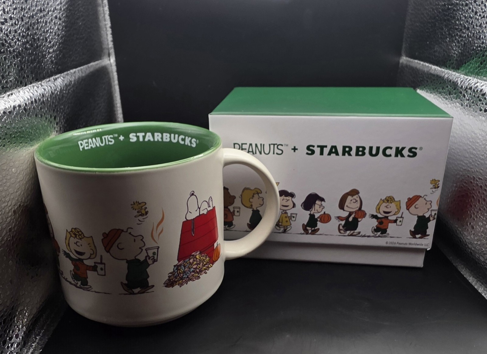 Starbucks Peanuts Snoopy White/Green Ceramic Mug Cup w/ Gift Box 2026