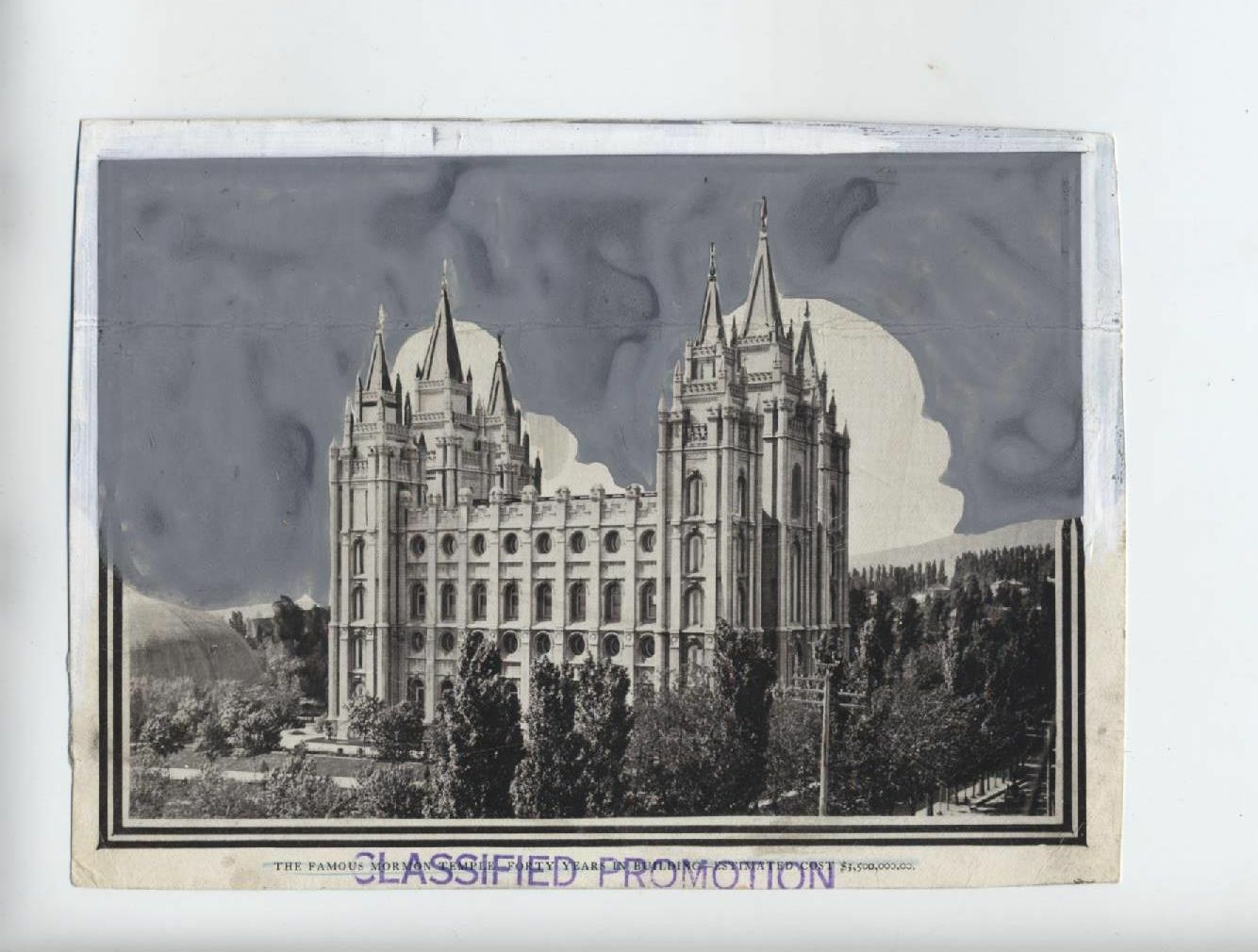 MORMON CHURCH SALT LAKE CITY UTAH 1932  PHOTO - LATTER DAY SINTS - VINTAGE 