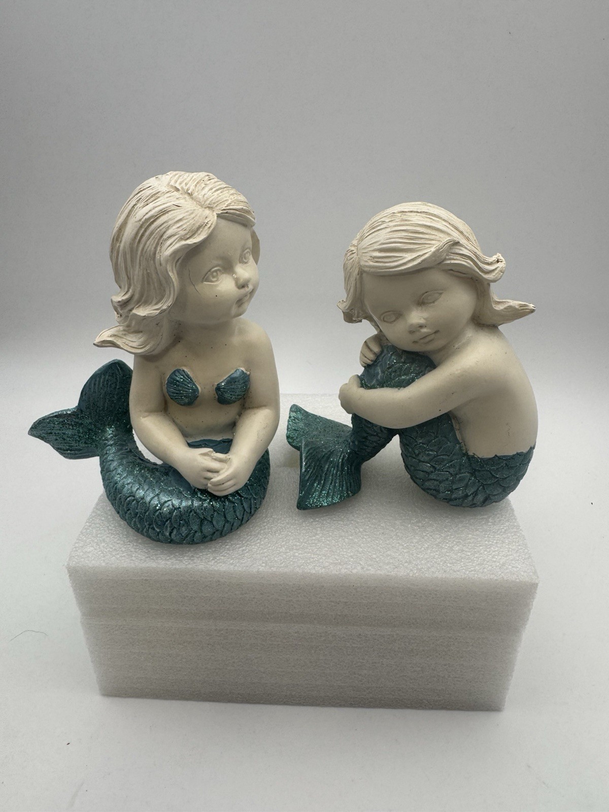 Child Mermaid 2 Piece Resin Figurine Set Approximately 4.5 Inches Tall Child Mermaid 2 Piece Resin Figurine Set Approximately 4.5 Inches Tall