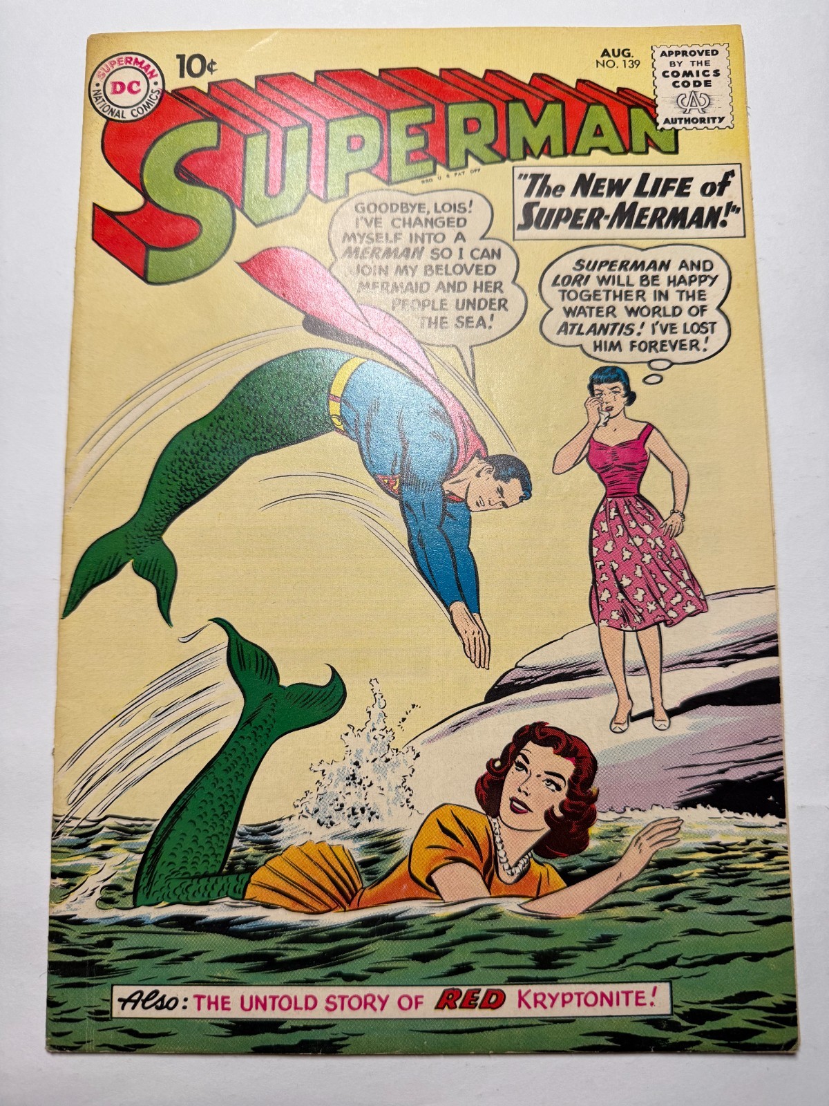 Superman #139  8.5 DC Comic 1960 Cleaned and Pressed White Pages Red Kryptonite