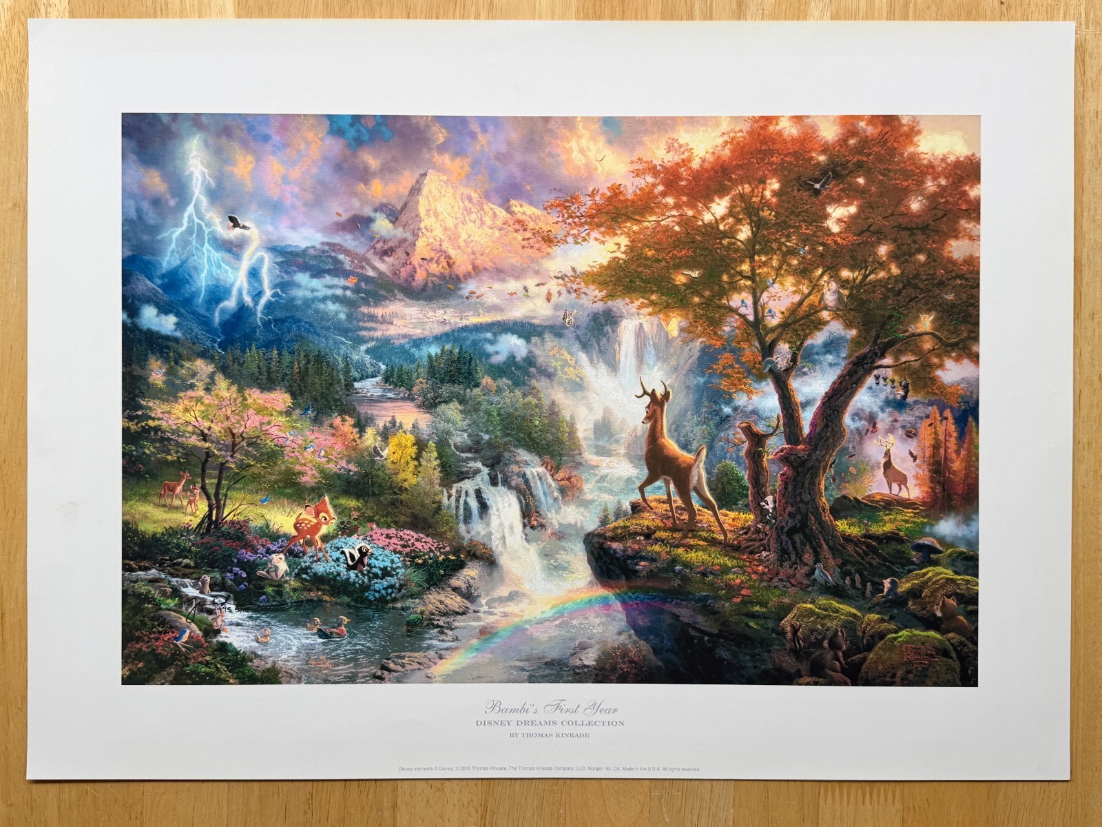 Thomas Kinkade Bambi\'s First Year SIGNED 16x22 Limited Disney Lithograph 2010