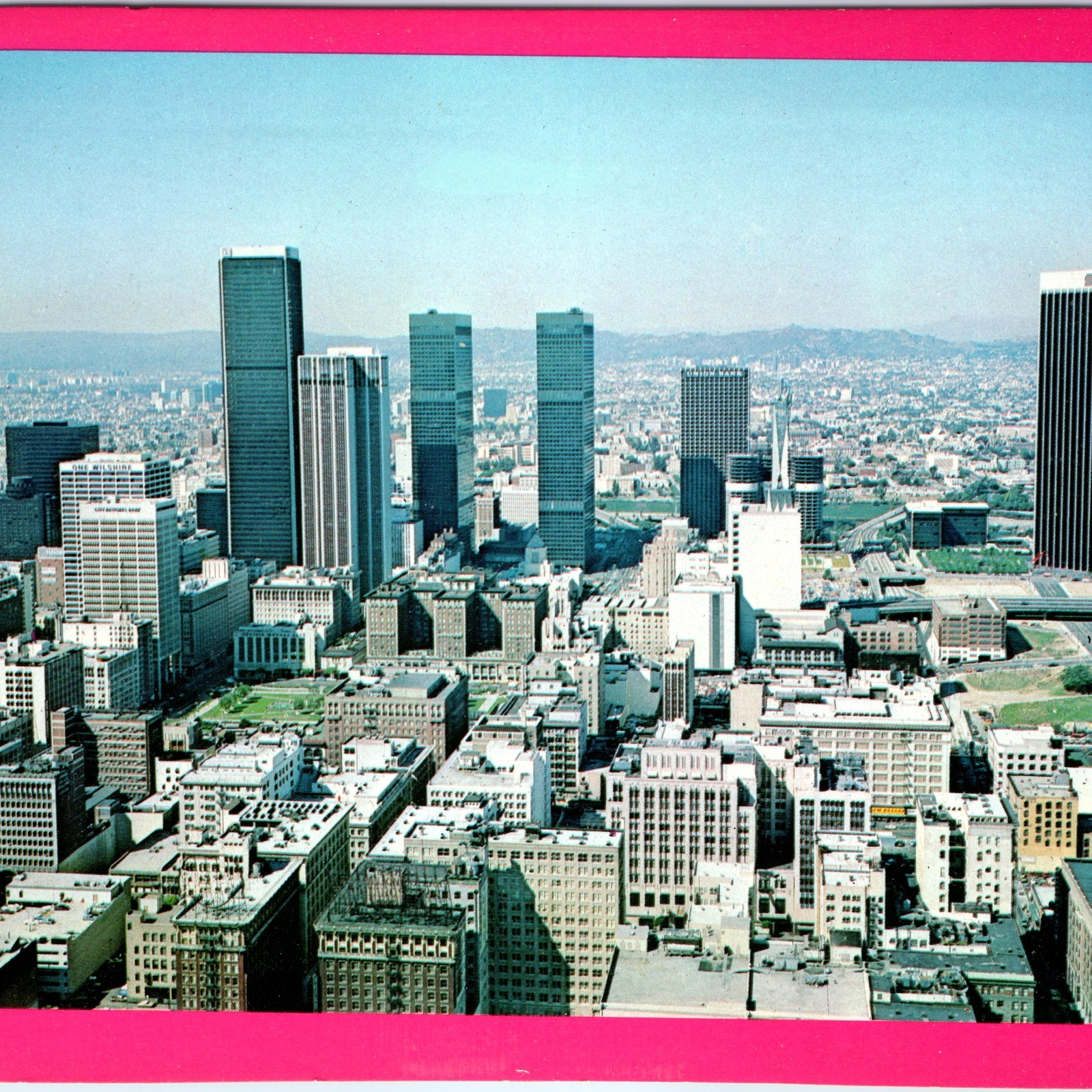 c1970s Los Angeles CA Downtown Skyline Aerial Buildings Mitcok Chrome LG PC 8O