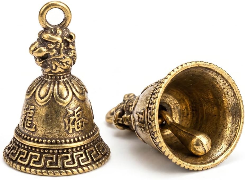 Brass Bells 2 Pack Crafted Zodiac Tiger Sleigh Bell with Lucky Guardian Feature