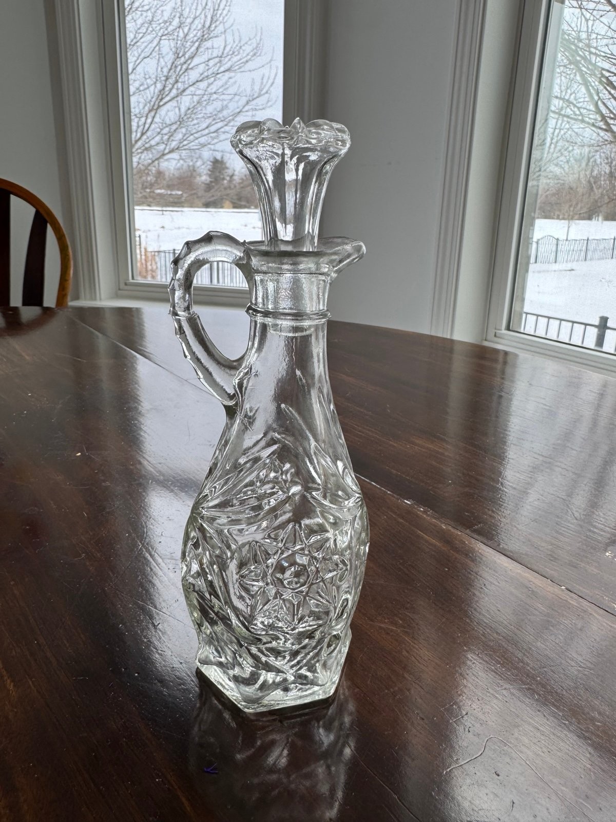 Vintage prescut clear glass cruet with stopper