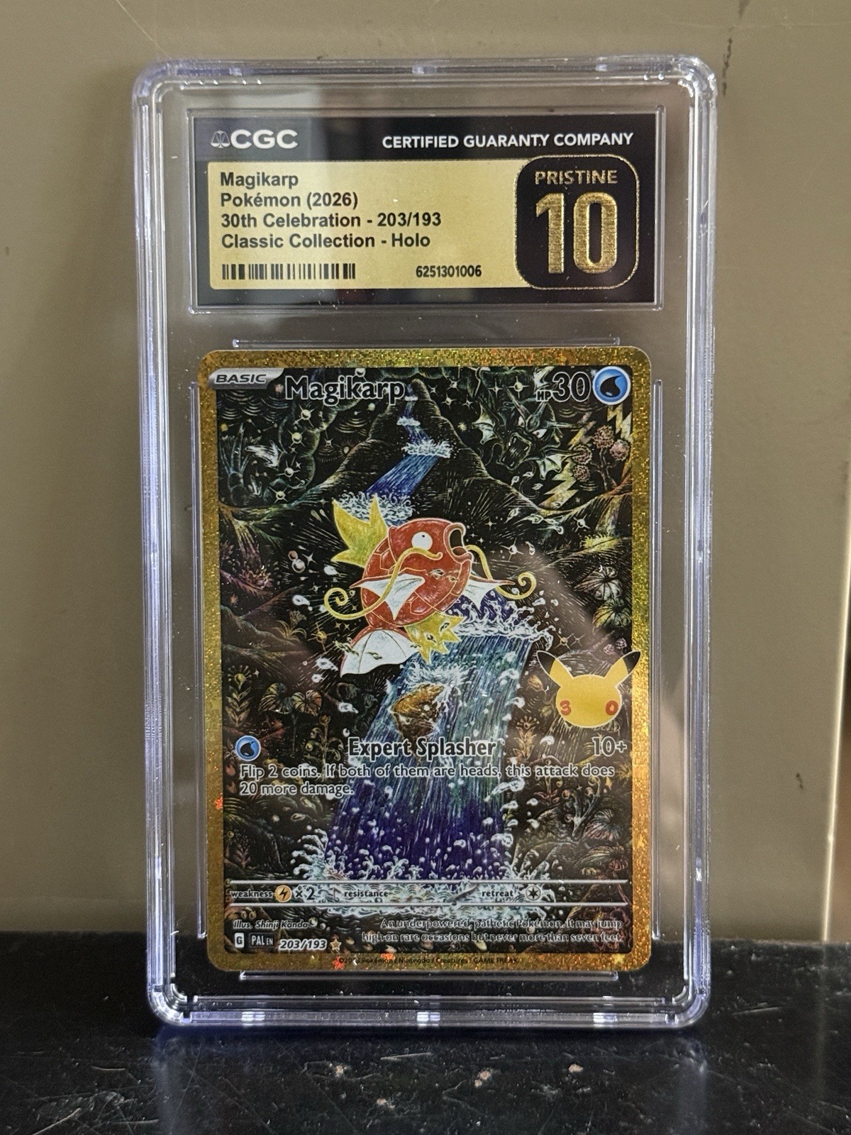 2026 Pokemon Magikarp 203/193 30th Celebration CGC PRISTINE 10 Classic Holo