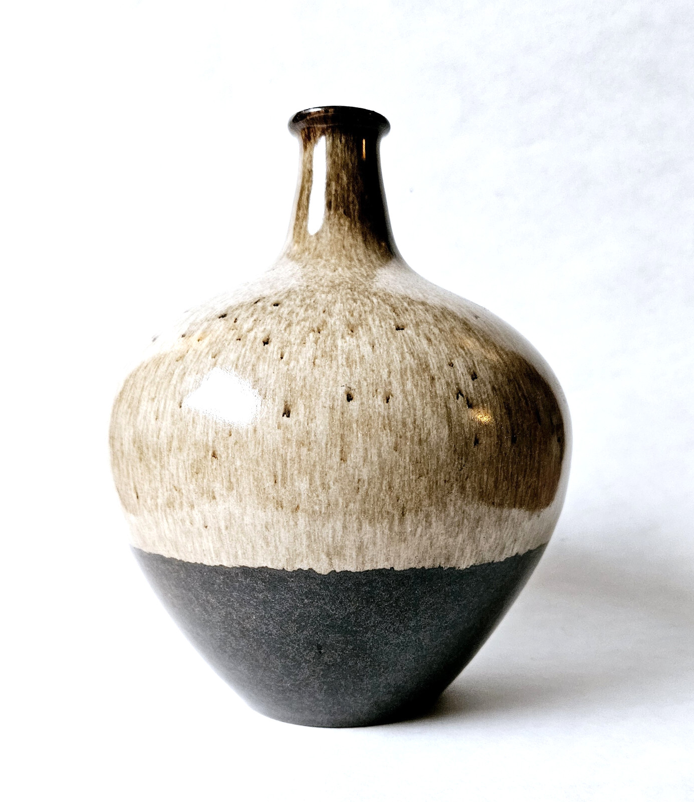 Alvino Bagni Raymor Art Pottery Ceramic Vase 2 Tone Brown Glaze 4438 Italy MCM Alvino Bagni Raymor Art Pottery Ceramic Vase 2 Tone Brown Glaze 4438 Italy MCM
