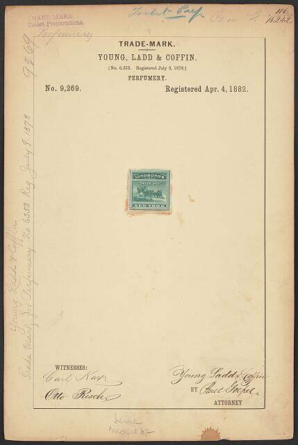 Photo:Young Ladd Coffin Lundborg Tally Ho Perfumery Trademark 1882