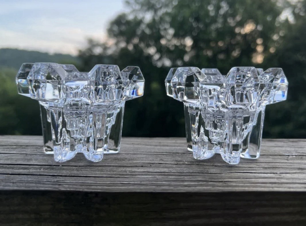 Bleikristall CANDLE Holders BRUTALIST Design 24% Lead Crystal Votive & Taper VNT