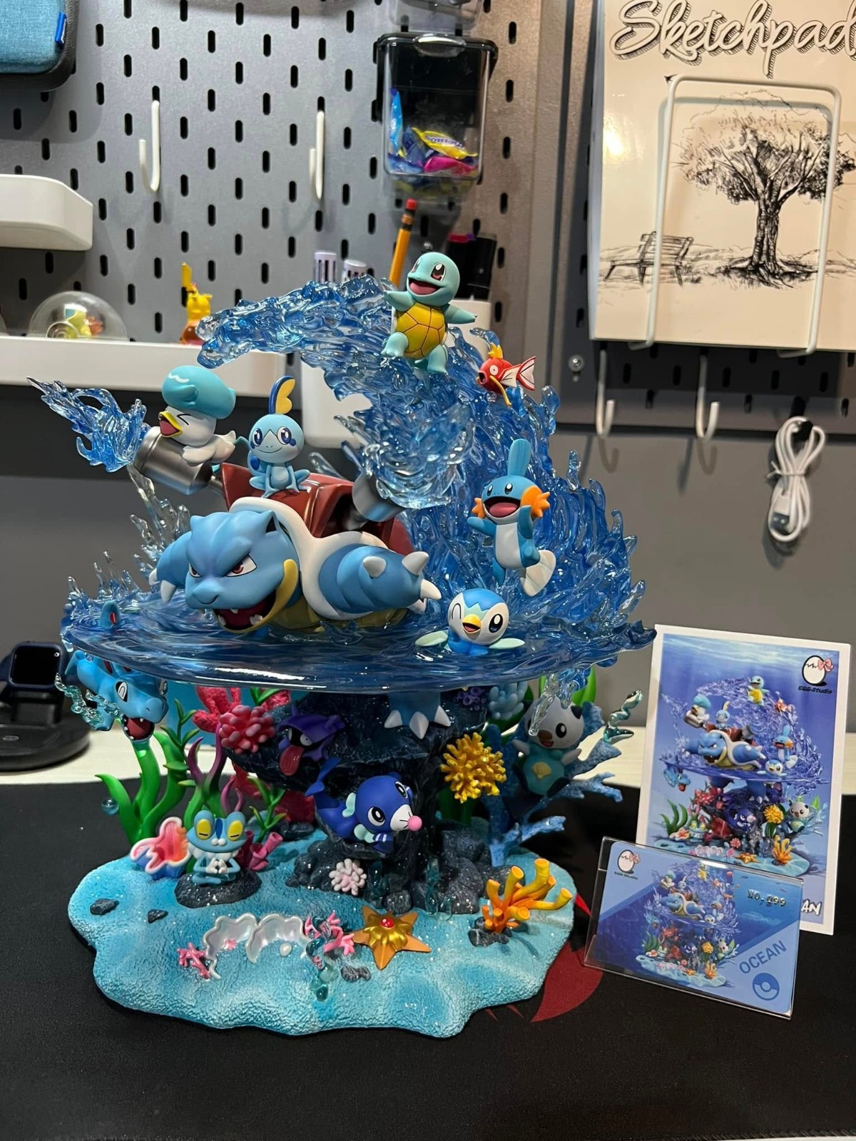 Ocean Blastoise Egg Studio Resin Statue Collectibles Model 32cm