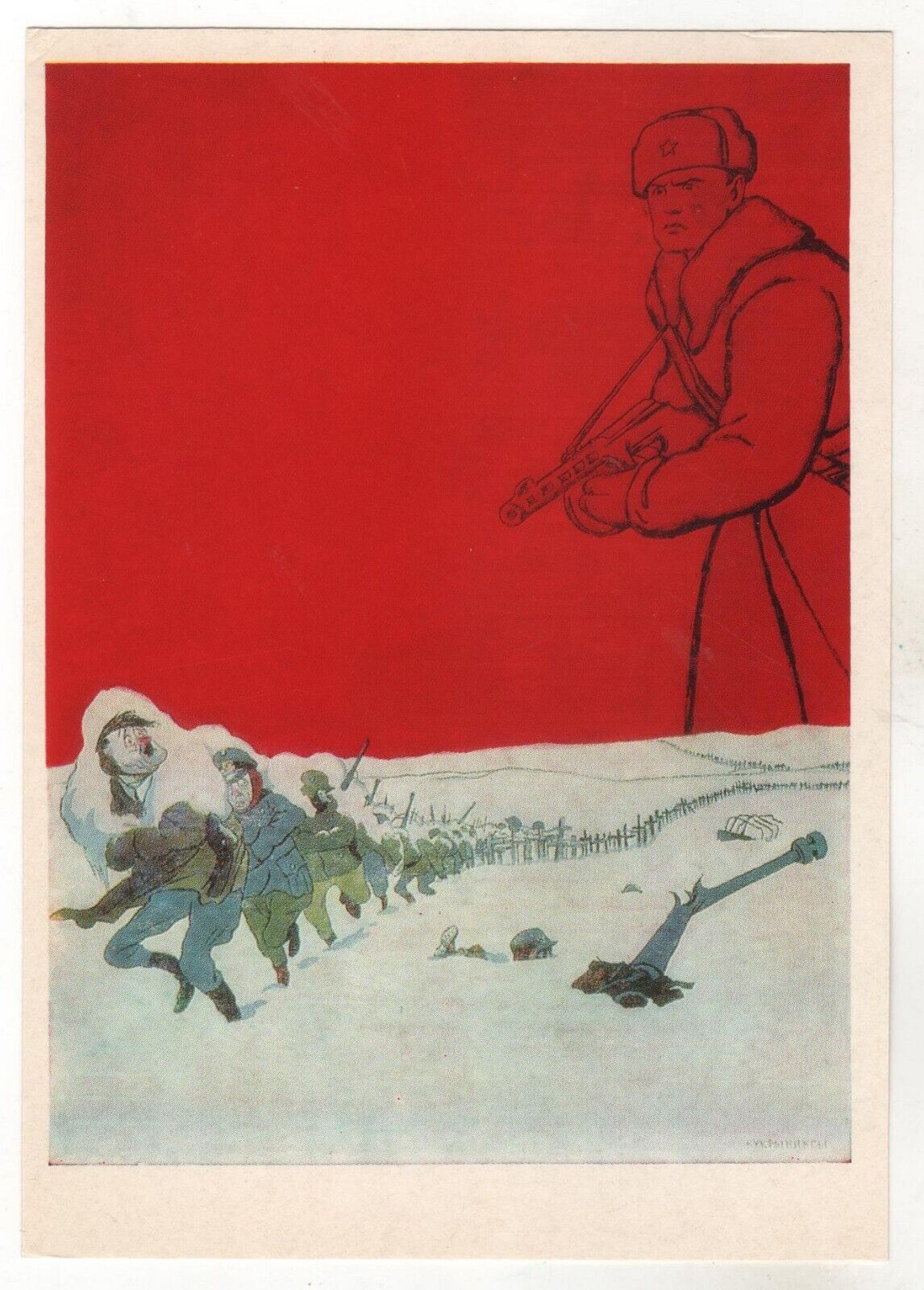 1985 Return trip ANTI WAR Political Satire Militaria KUKRYNIKSY OLD Rus Postcard