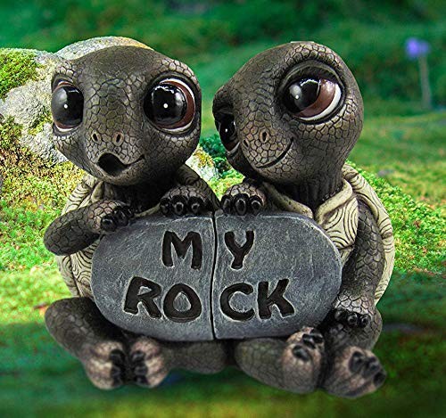 Ebros Nautical \'My Rock\' Loving Romantic Turtle Couple Figurines 2 Parts Set