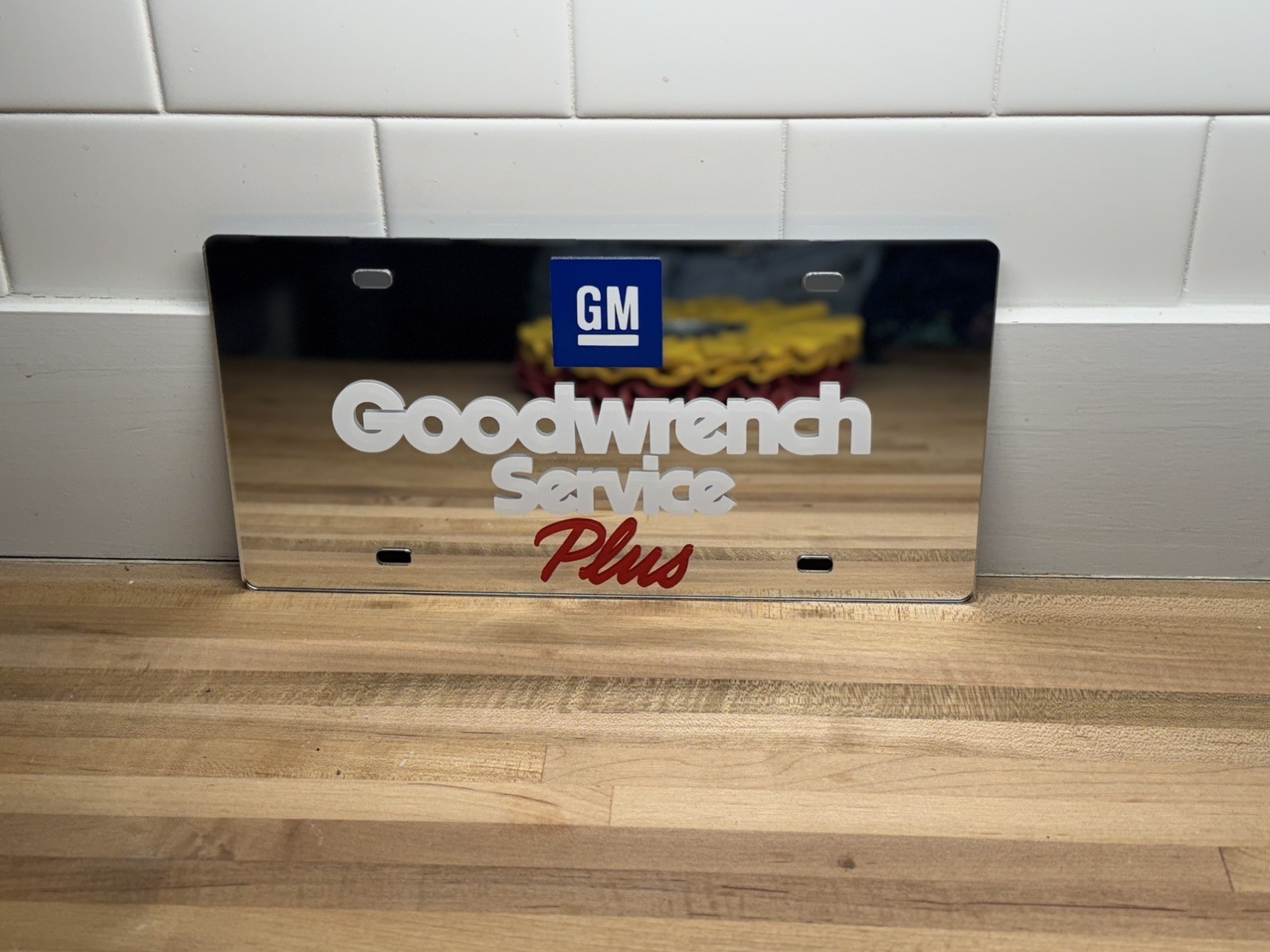 Goodwrench Service Plus License Plate Mirror  Chrome