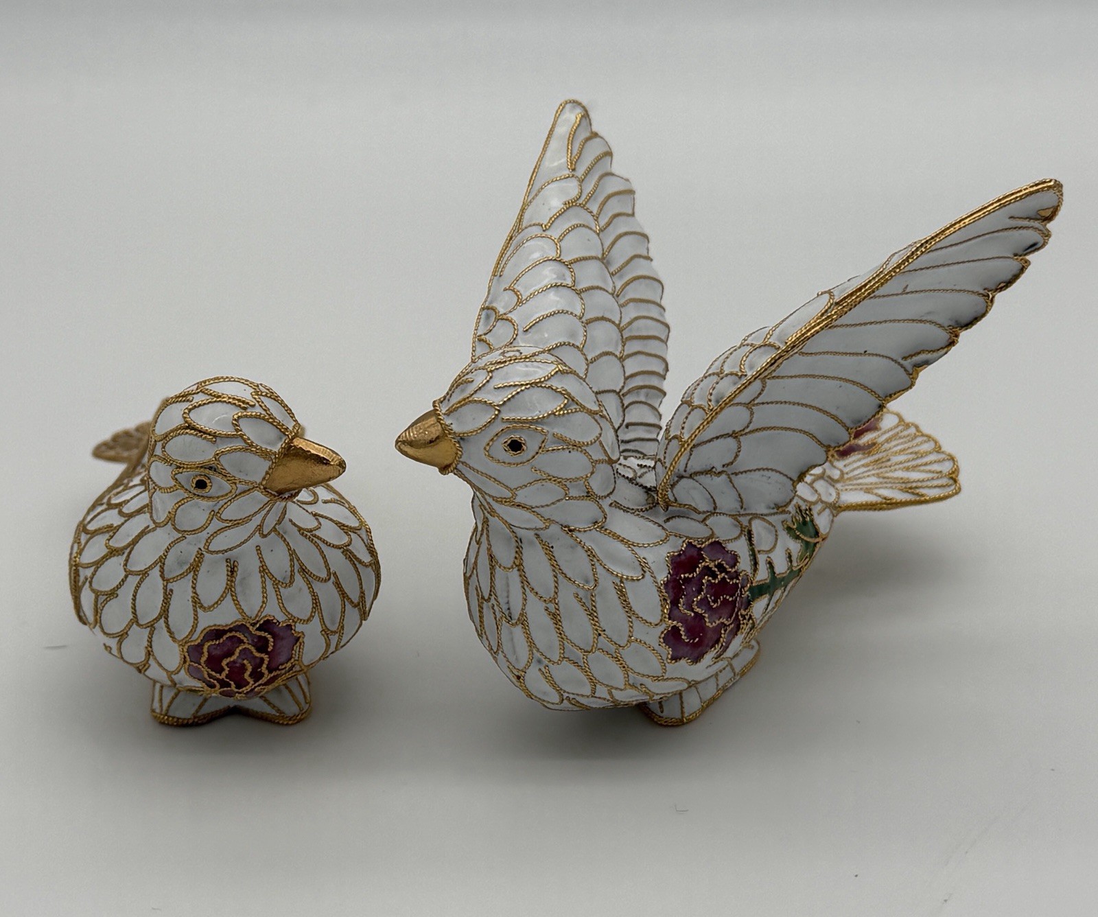 VTG Value Arts Cloisonne Wedding Doves Set Of Two