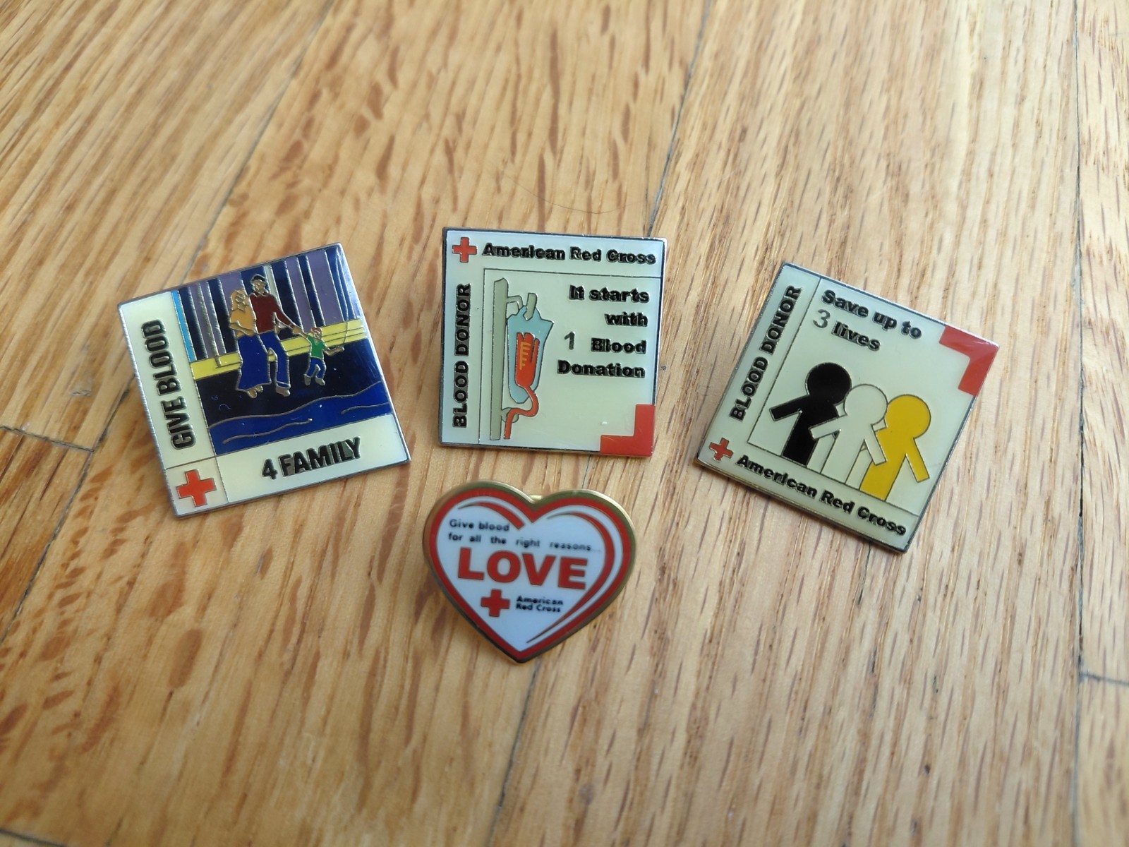 Set of 4 Vintage American Red Cross Collectible Lapel Pins