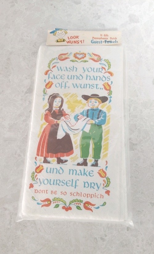 Vtg Pennsylvania Dutch Guest Towels Paper Napkins Colorful Printed Design NOS