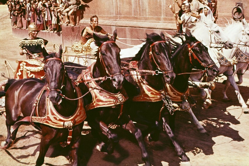 BEN-HUR CHARLTON HESTON STEPHEN BOYD ICONIC CHARIOT RACE 24x36 inch Poster
