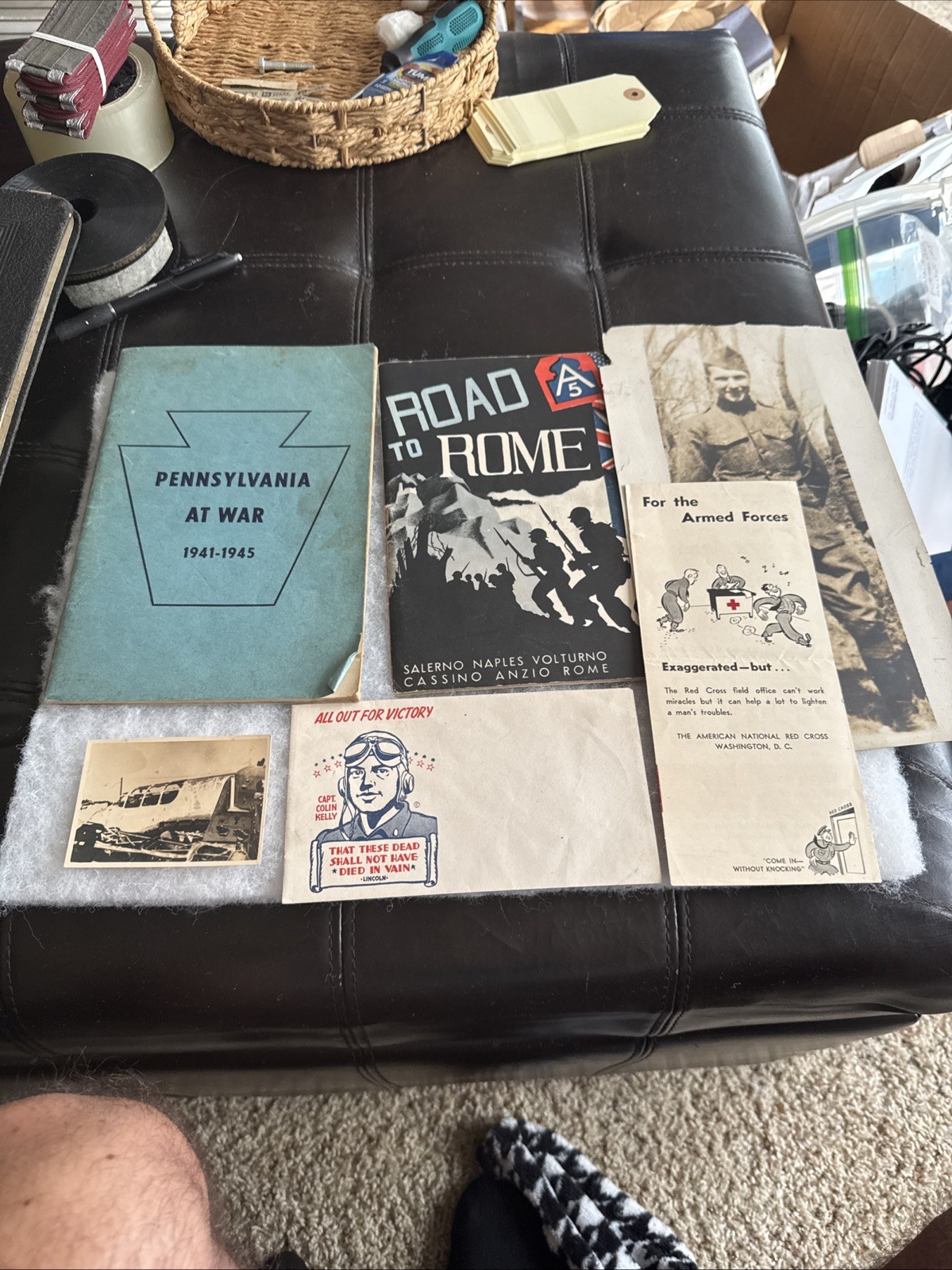Original WWII LOT PENNSYLVANIA AT WAR WRECKED PLANE PHOTO ROAD TO ROME