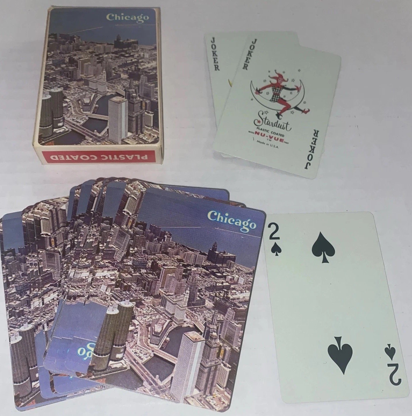 Vintage Chicago Souvenir Nu Vue Plastic Coated Playing Cards in box Stancaft USA Vintage Chicago Souvenir Nu Vue Plastic Coated Playing Cards in box Stancaft USA