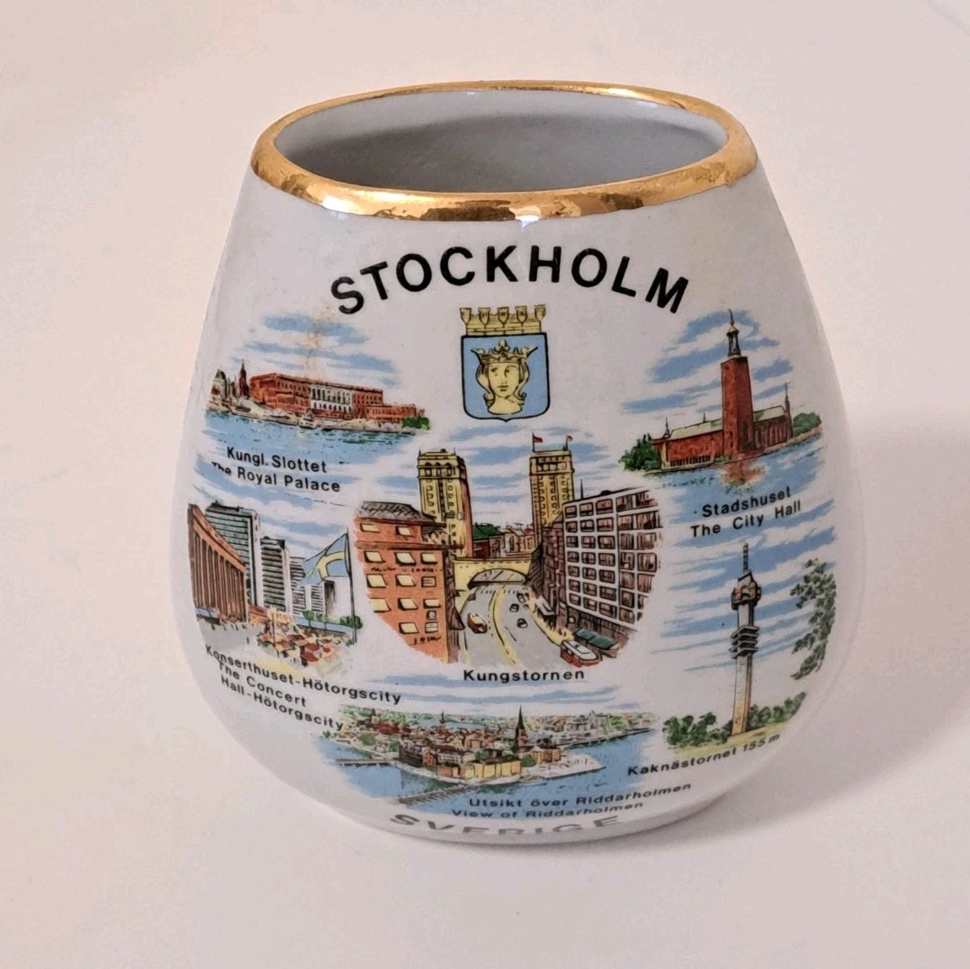 Vintage Stockholm Ceramic Souvenir Vase 