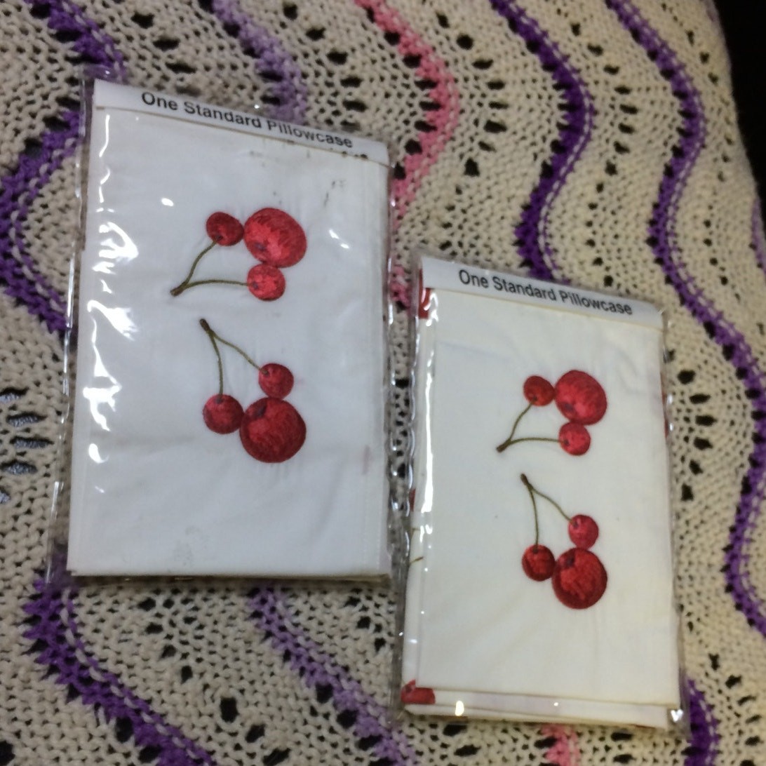 Vintage Disney Mickey Mouse Cherries Cherry Pillowcases (2) Sealed New