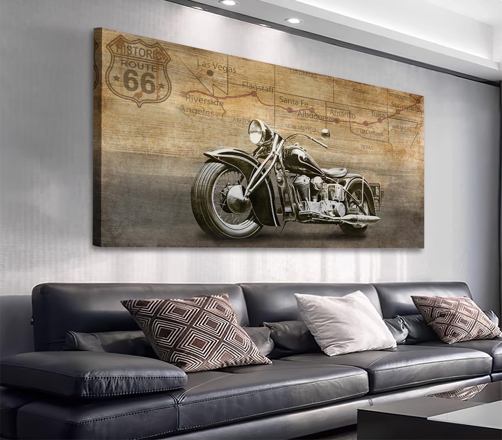 arteWOODS Vintage Motorcycle Canvas Wall Art - Historic Route 66 Retro Vehicl... arteWOODS Vintage Motorcycle Canvas Wall Art - Historic Route 66 Retro Vehicl...