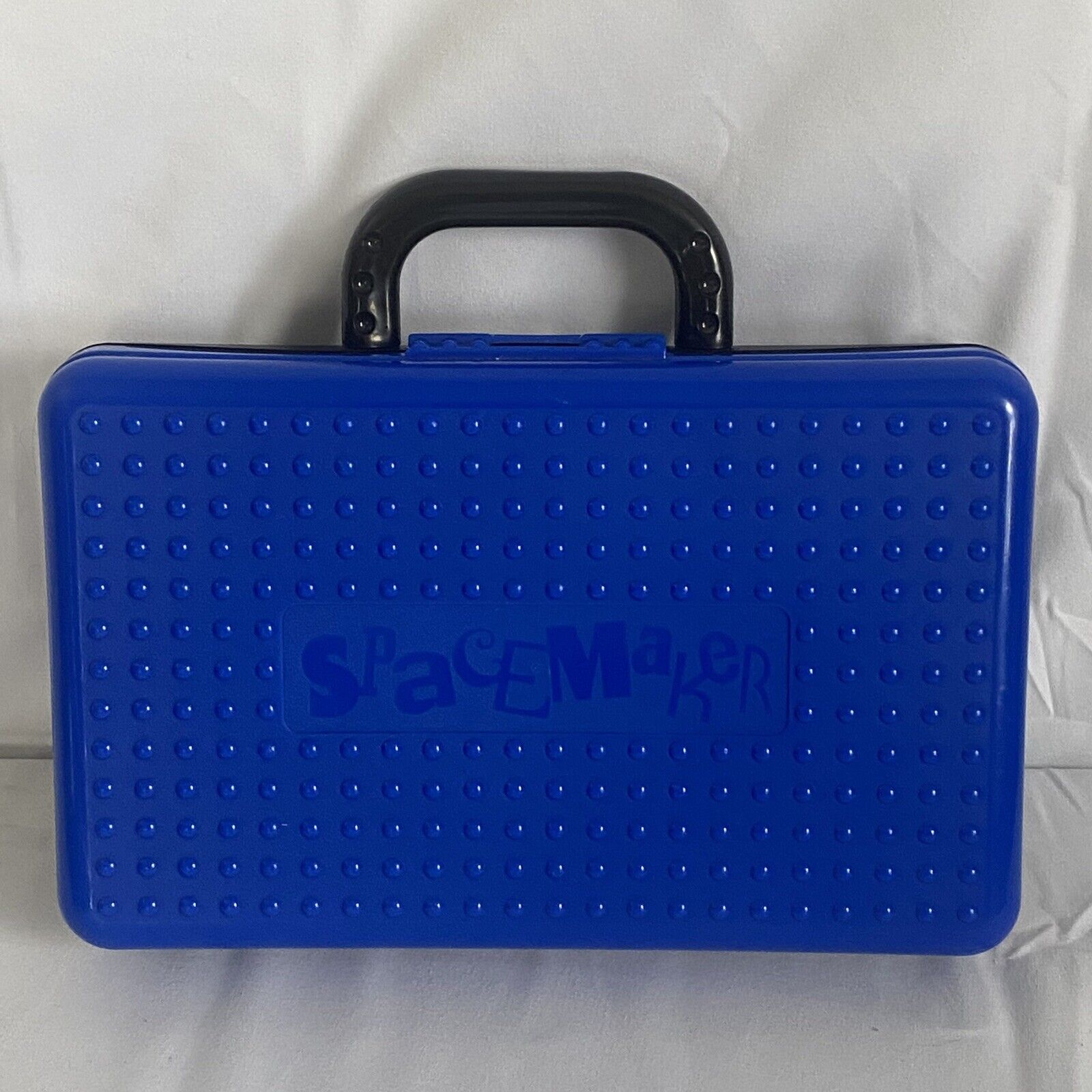 VTG Spacemaker Pencil Box Art Craft Carrying Case Large 11x7 Handle Blue & Black