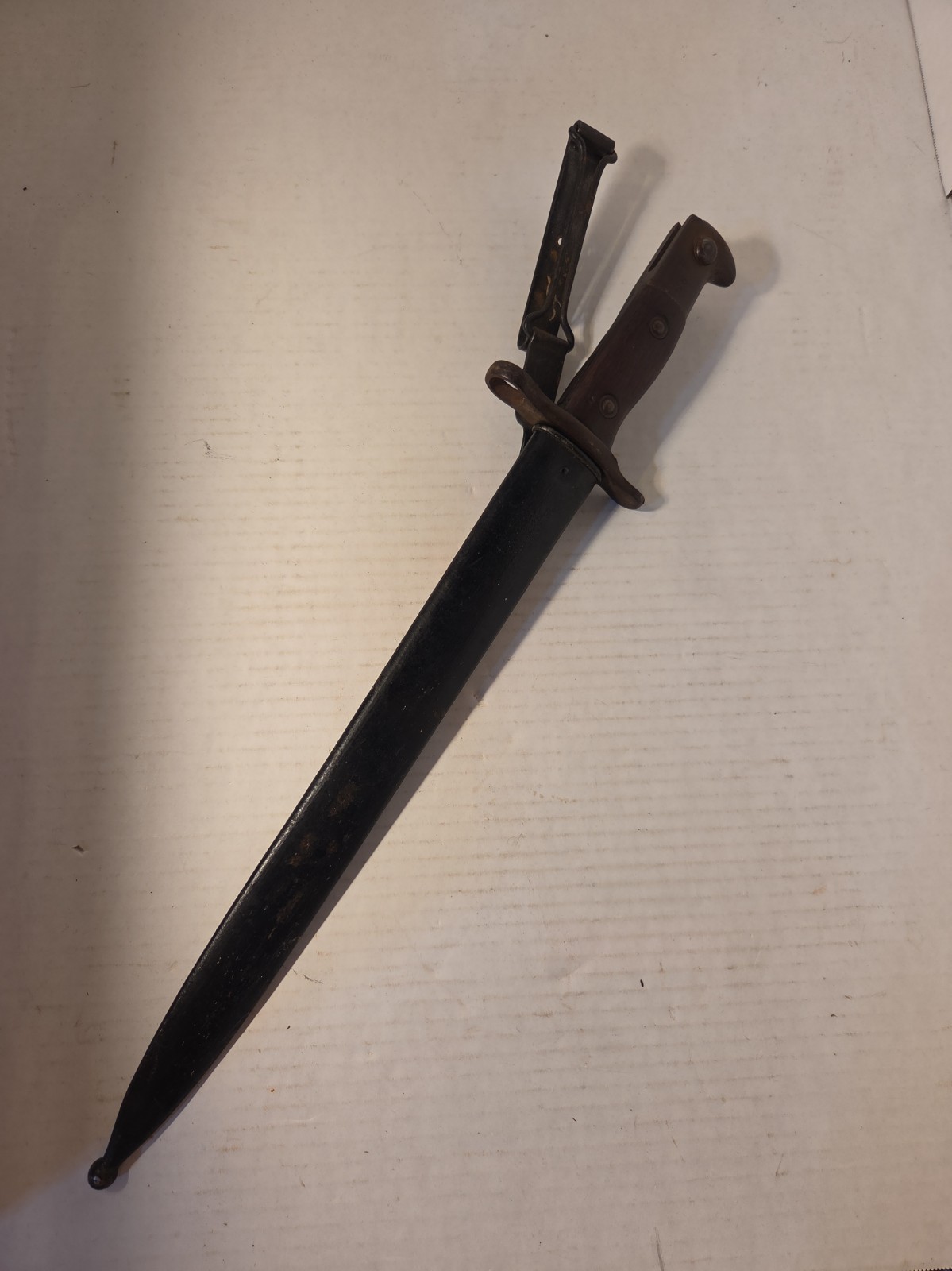 Vintage US Model 1892 Krag Bayonet Springfield Armory 1900 Steel Scabbard Blade
