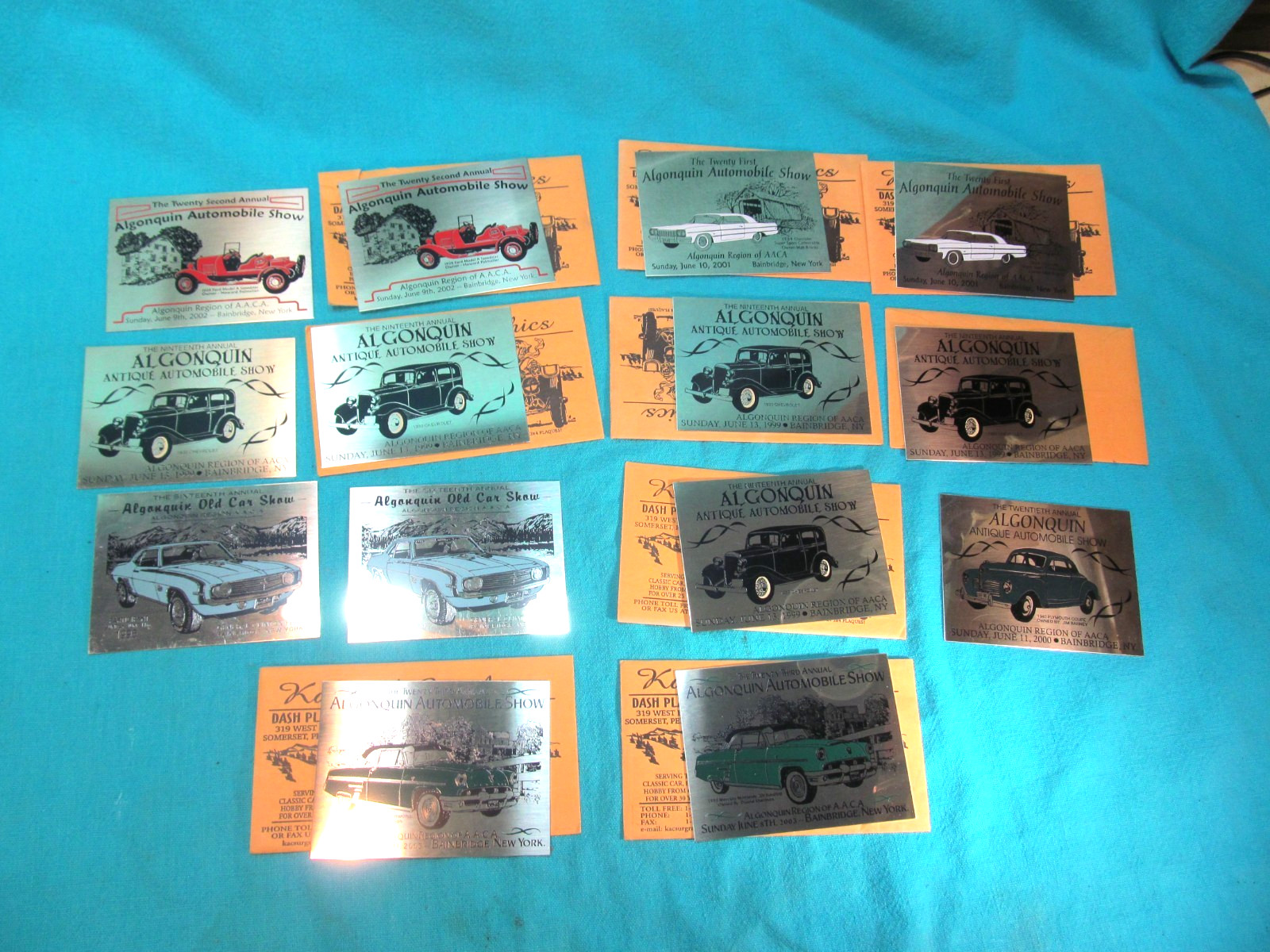 LOT OF 14 ALGONQUIN AACA OLD ANTIQUE CAR SHOW BRASS PLAQUES