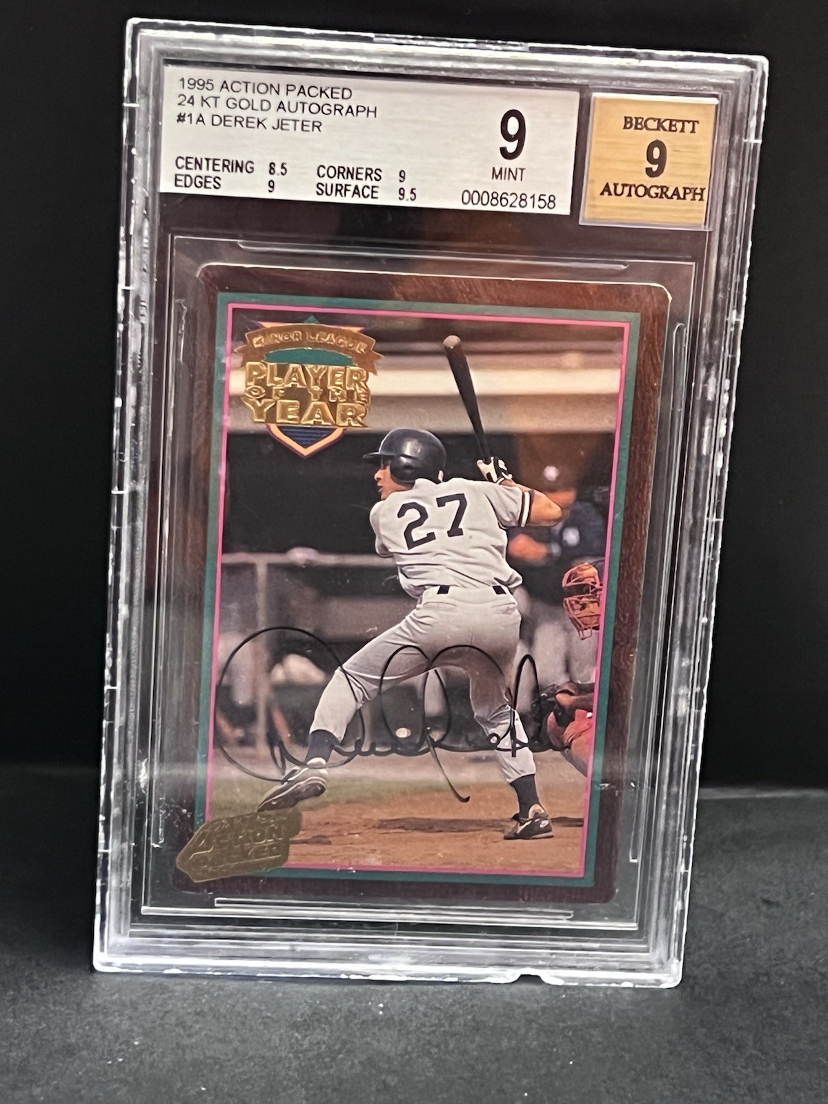 1995 Derek Jeter Action Packed 24KT Gold Autograph #1A  BGS MINT 9 Auto 9 RARE