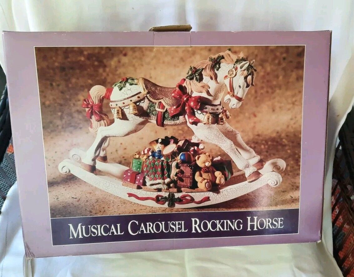 Classic Treasures Musical Carousel Rocking Horse  Dreaming Of A White Christmas 