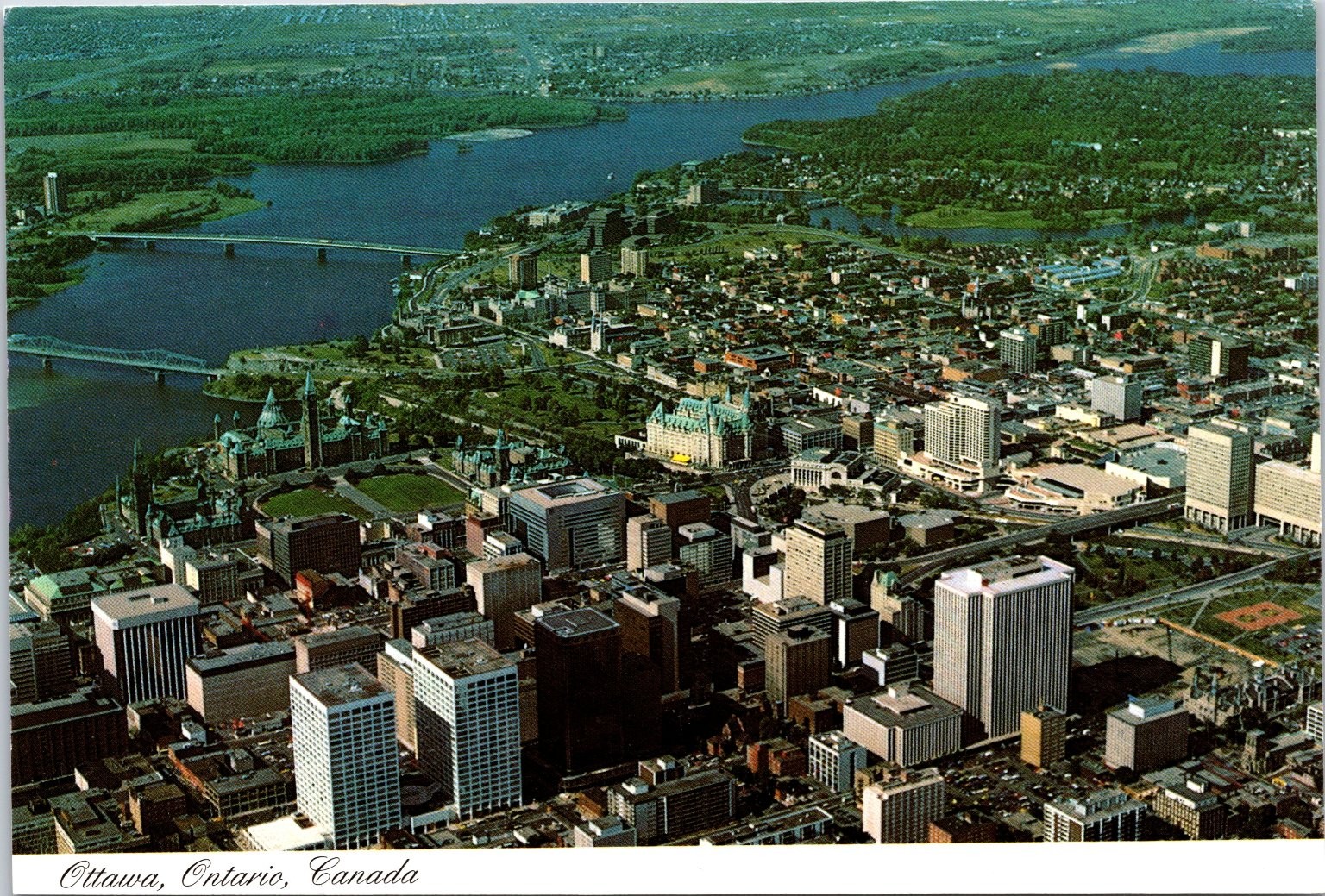 Vintage Ottawa Ontario Canada Aerial View Postcard River and Bridges Vintage Ottawa Ontario Canada Aerial View Postcard River and Bridges