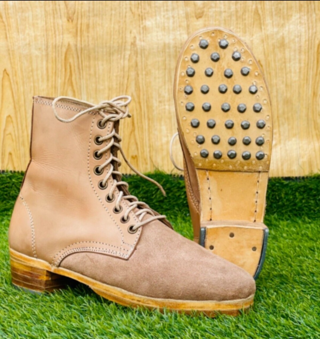 WW2 German M37 Low Boots - Repro Army Military Hobnail Leather All Sizes New