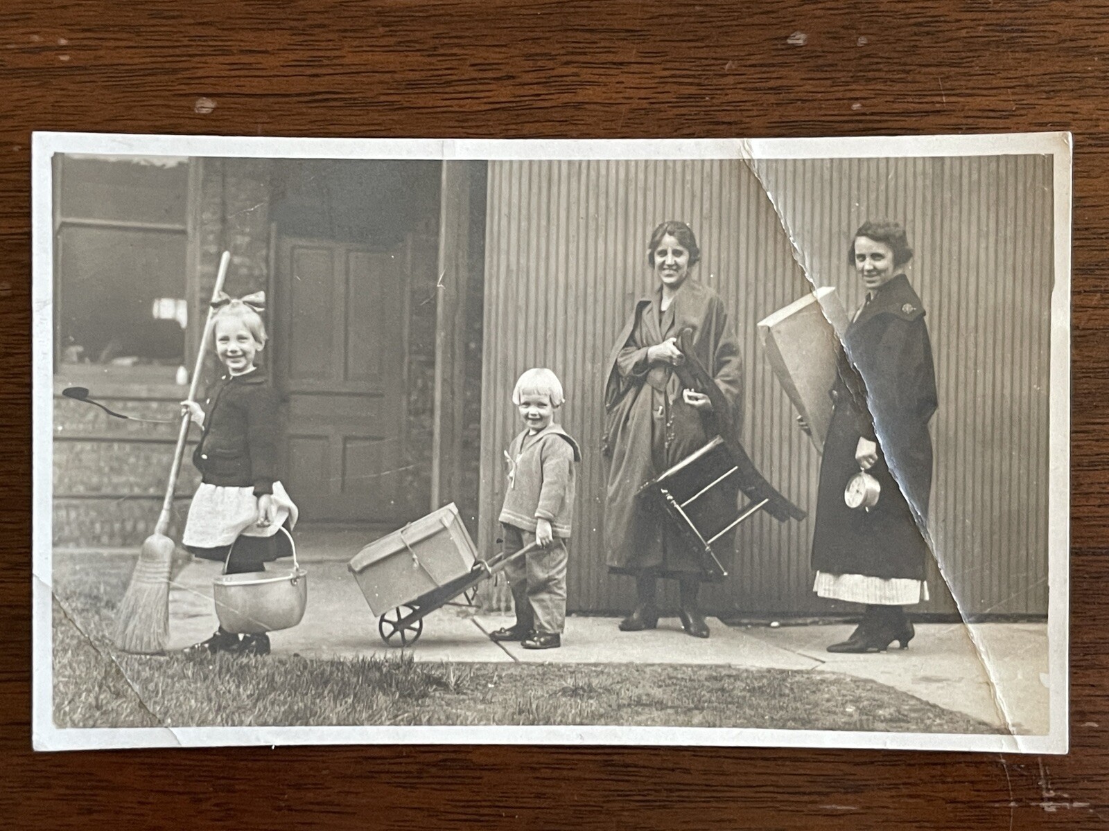Antique RPPC Postcard Women Children Webster Ave 20s 30s 